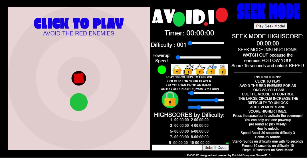 Screenshot of the Avoid.io Webpage